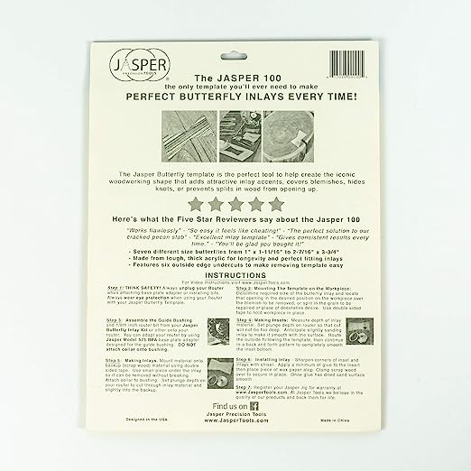 Jasper Router Guide Template Jasper 100 7 in 1 Butterfly Inlay Router Template – Jasper Tools